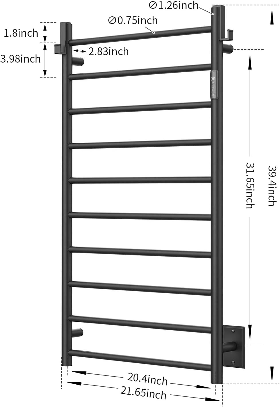 PBhusri 10-Bar Heated Towel Rack with Timer and LED Indicator