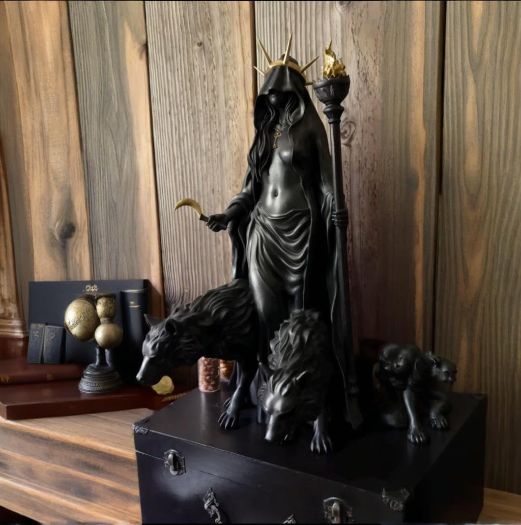 Hekate Niktipolos Statue - Greek Goddess with Magic Hounds