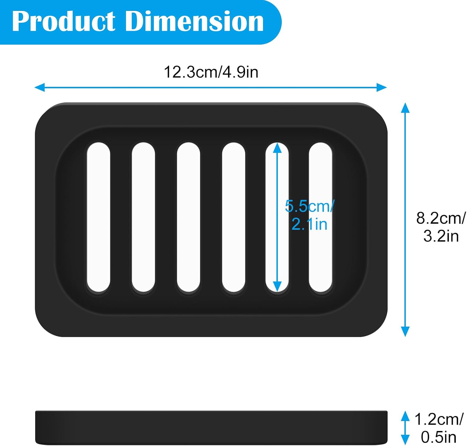 Topsky 2Pcs Silicone Soap Dish Holder Non-Slip Black Design