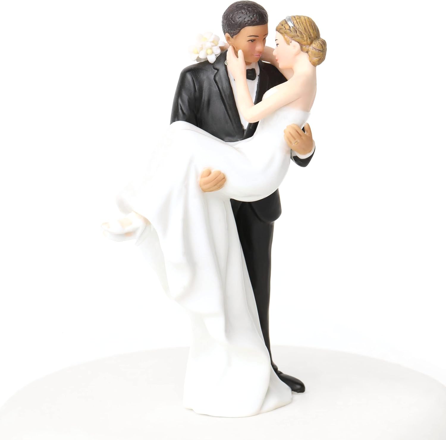 Interracial Wedding Cake Topper Bride and Groom 6 Inches Porcelain Figurine