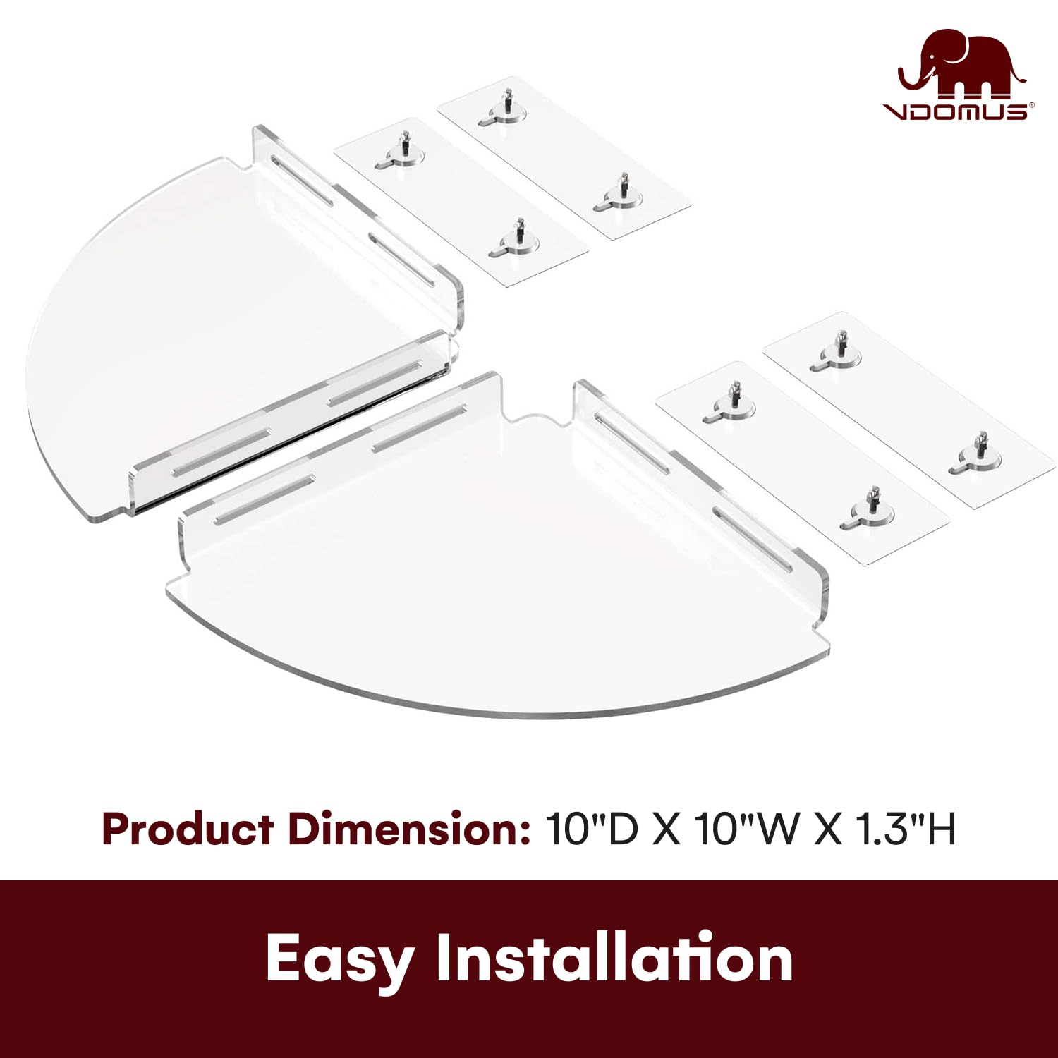 Vdomus Set of 2 Shower Caddies - No-Drill Floating Adhesive Storage