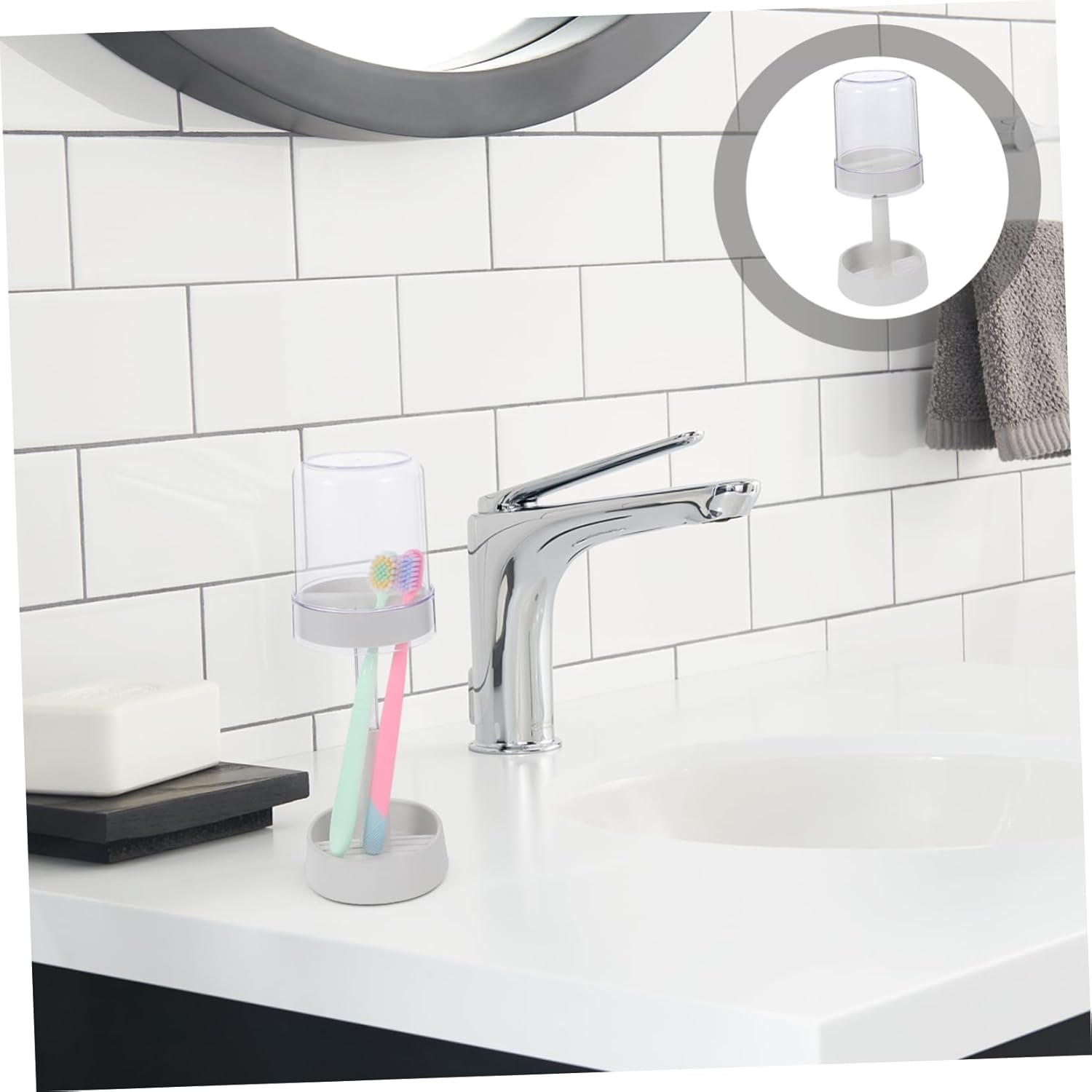 IMIKEYA Toothbrush Holder with Cover and Cup Slot