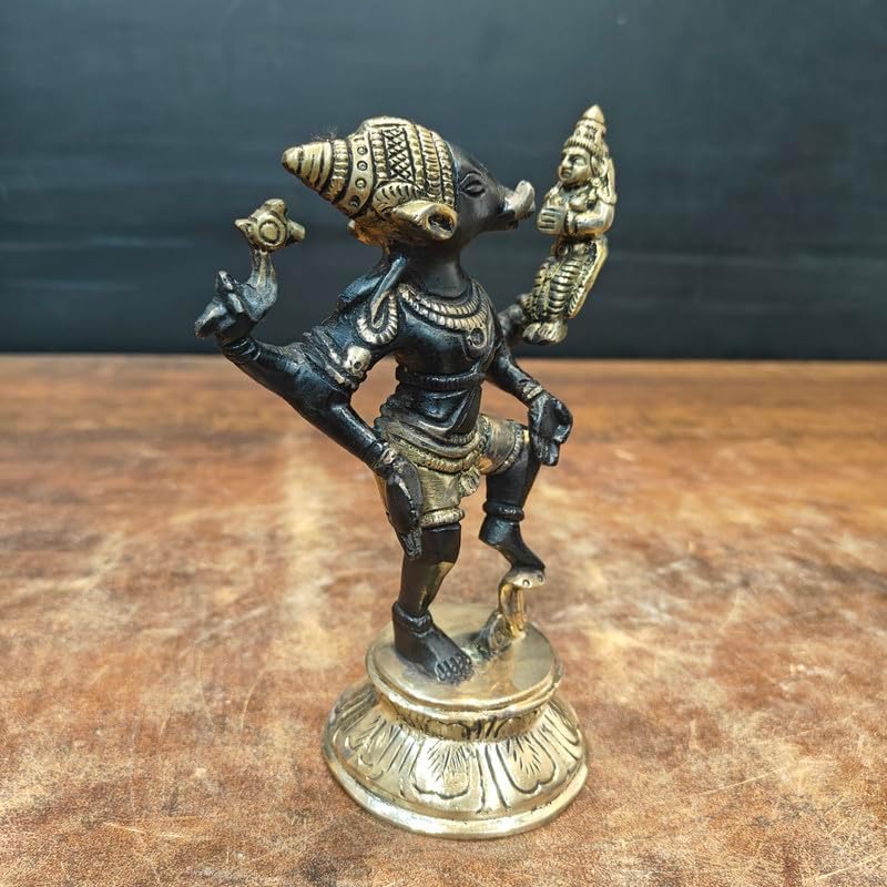 Statuestudio Brass Vishnu Laxmi Statue 7 Inch