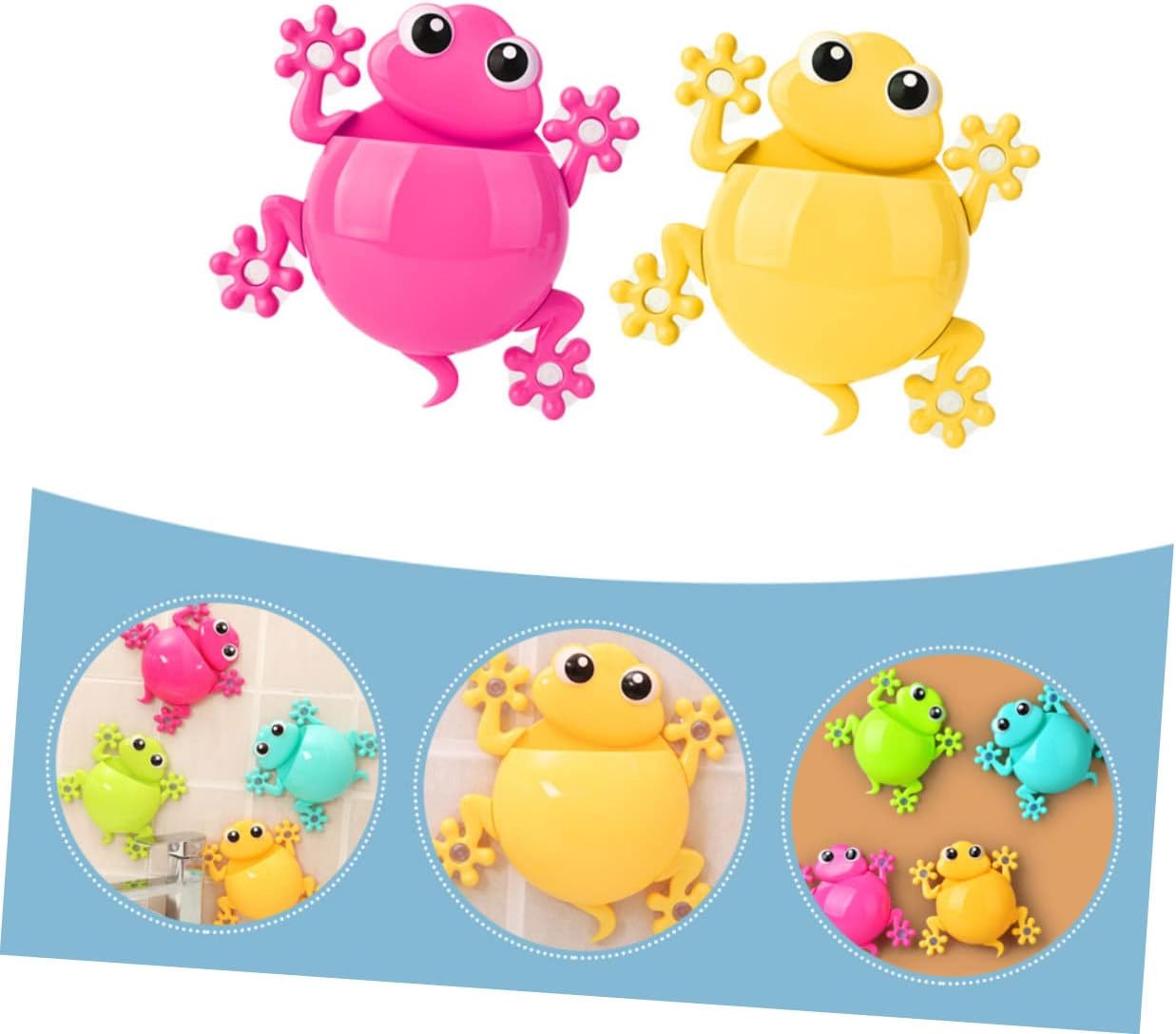 2Pcs Cute Cartoon Gecko Toothbrush Holder with Suction Cup