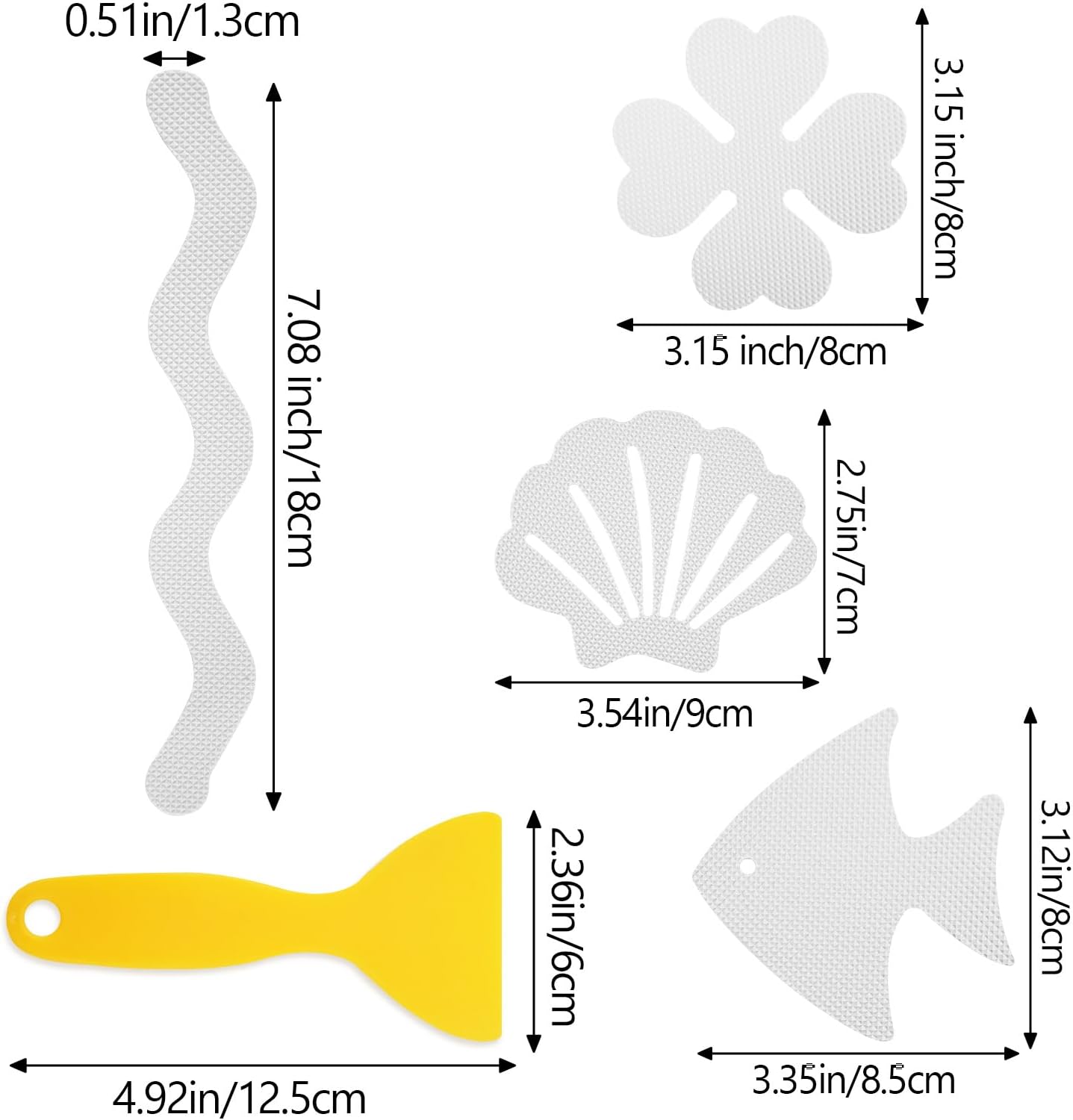 48Pcs Non-Slip Bathtub Stickers with Scraper