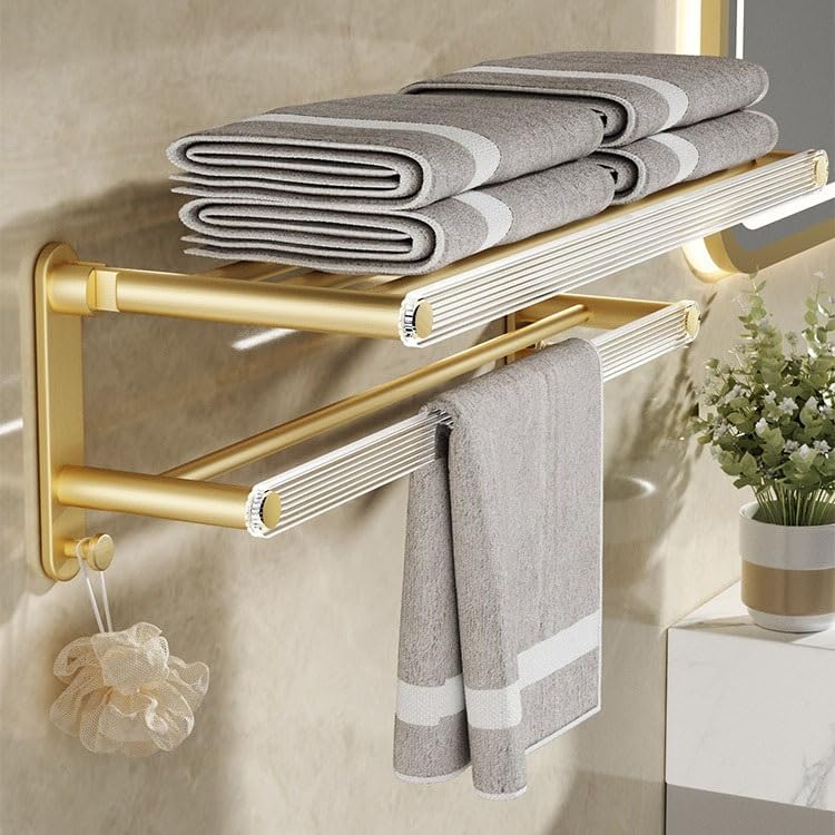 Space-Saving Gold Aluminum Towel Rack