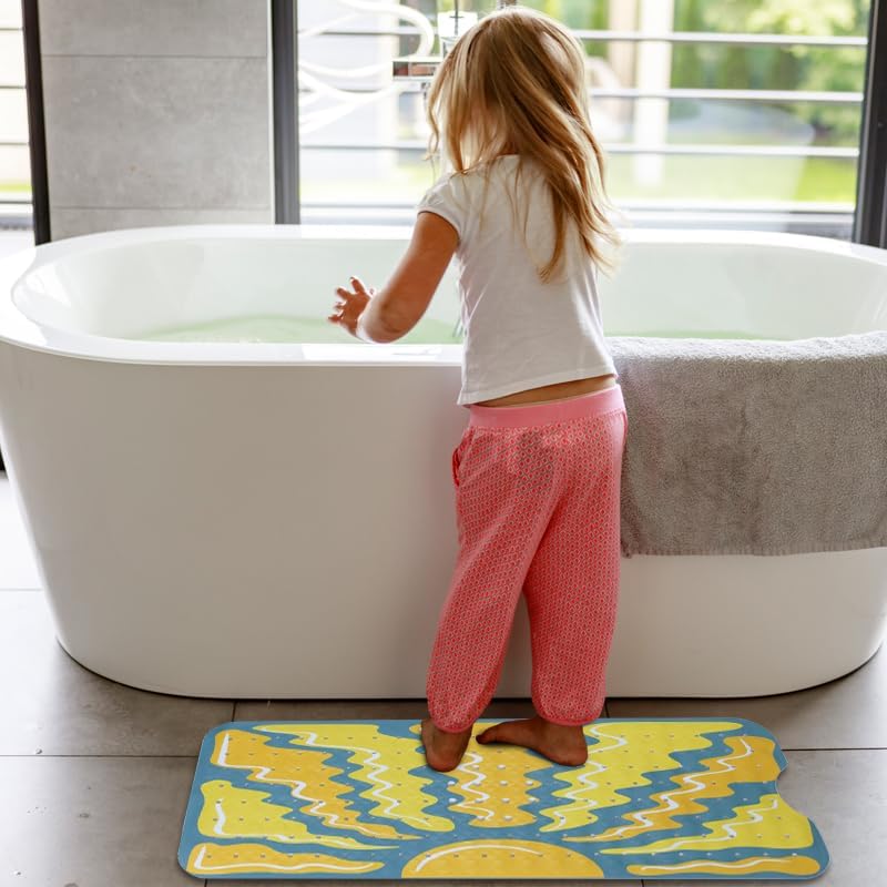 Denifeiya Boho Sun Bathtub Mat Non Slip for Kids