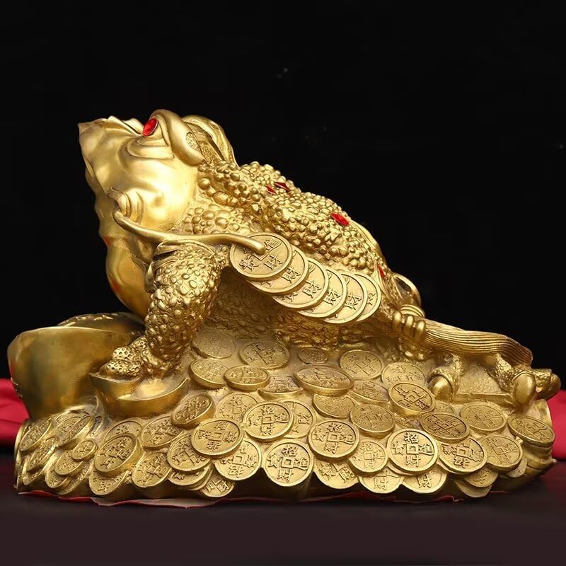 Brass Toad Feng Shui Decor Lucky Money Frog Figurine