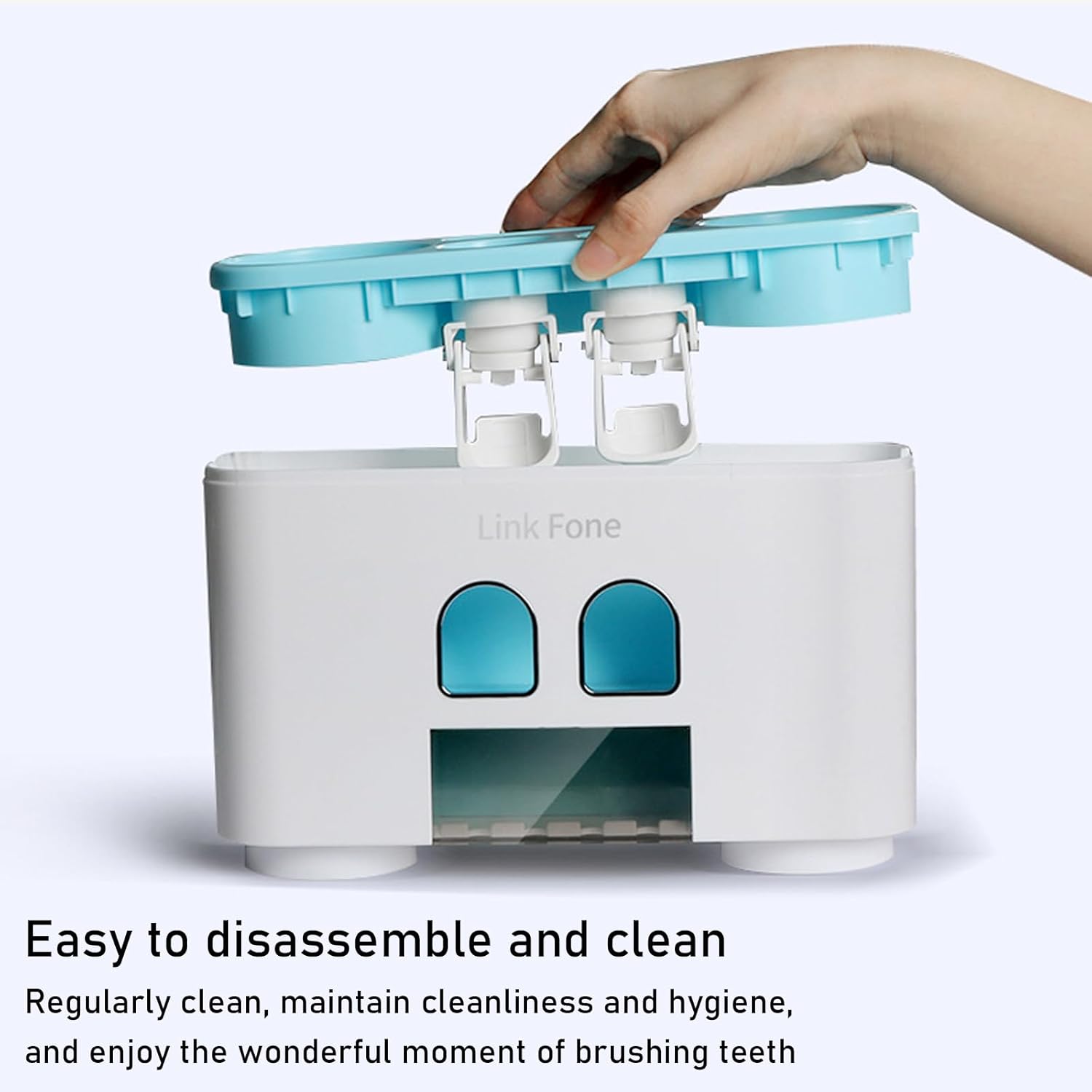 WREWING Toothbrush Holder with 4 Slots and 2 Squeezers Pink