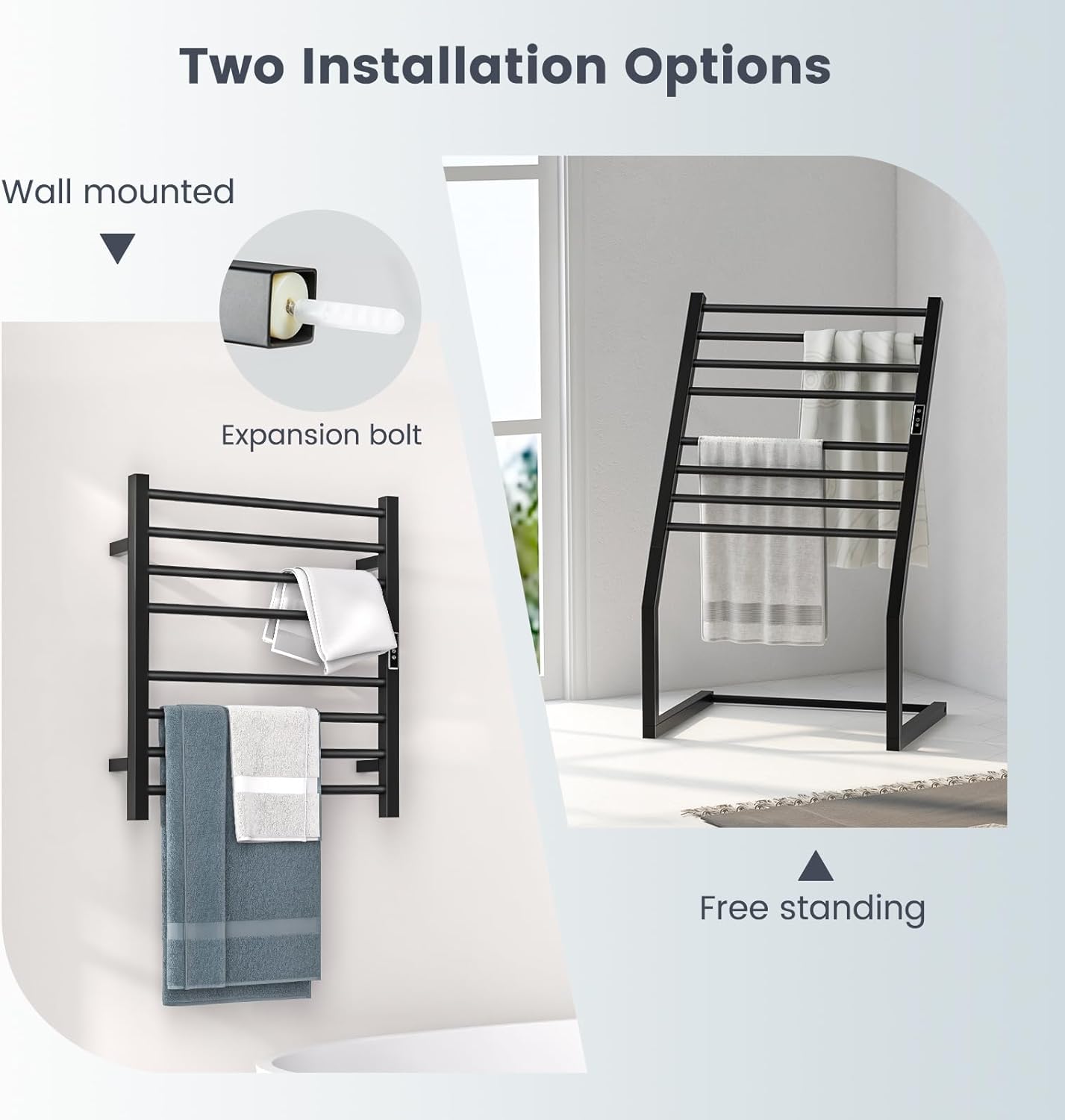 Tangkula 2-in-1 Towel Warmer Rack with LED Display