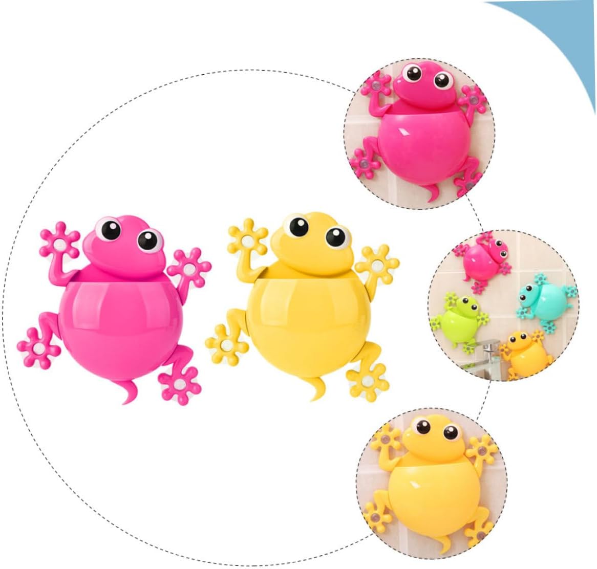2Pcs Cute Cartoon Gecko Toothbrush Holder with Suction Cup