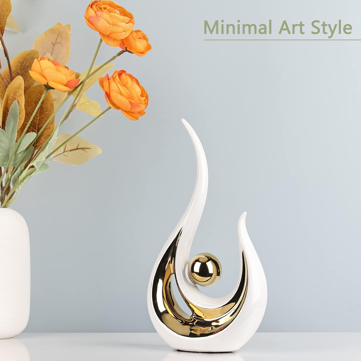 LCCCK Modern Ceramic Flame Statue for Home Decor