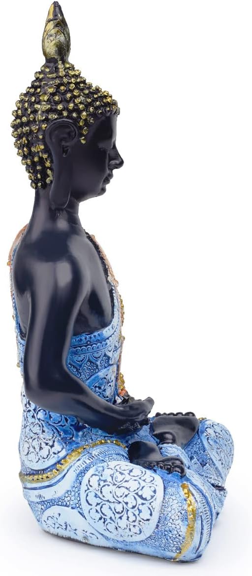 Polystone Buddha Meditating Statue Blue