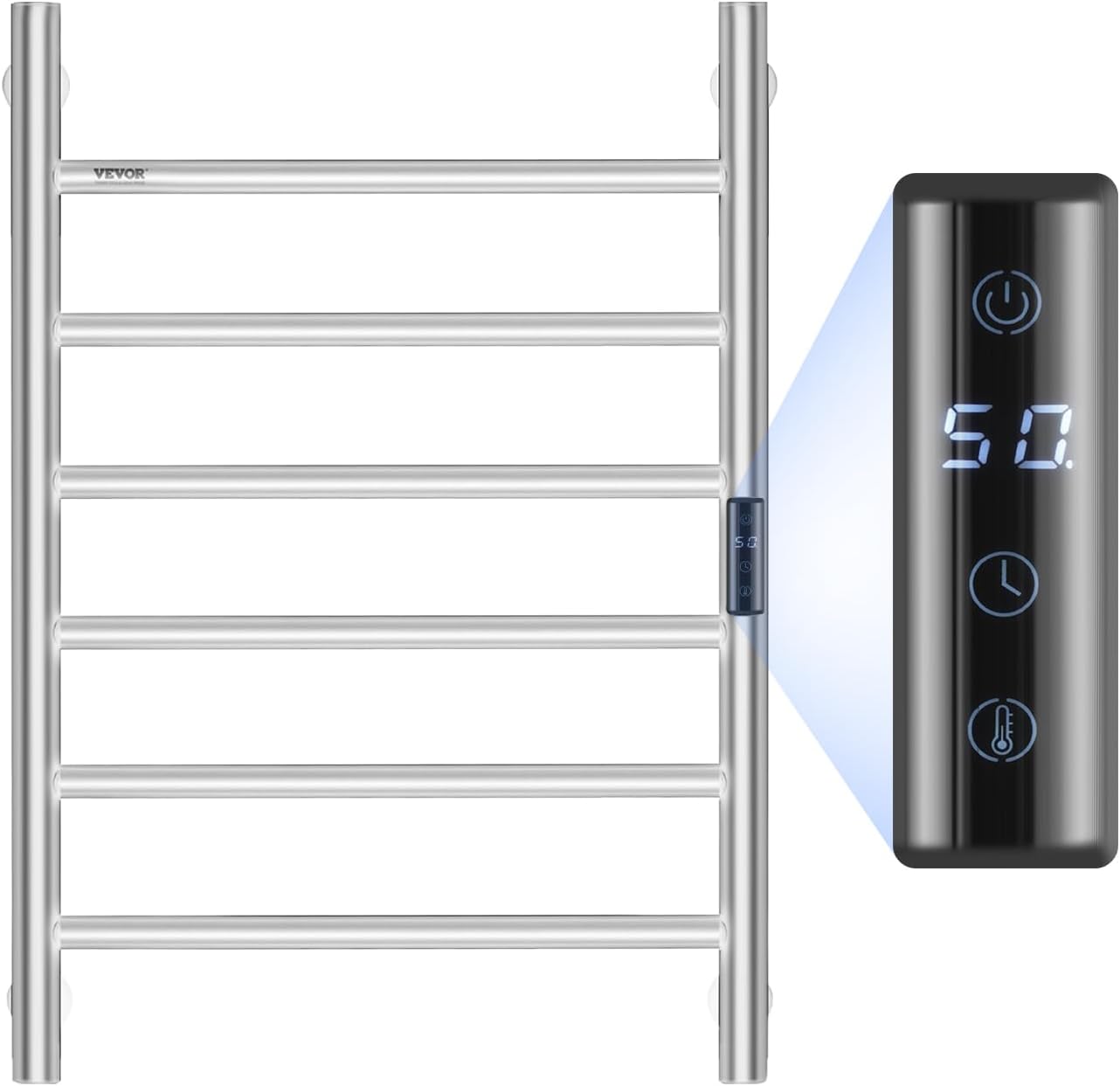 VEVOR 6 Bars Towel Warmer Rack with Timer