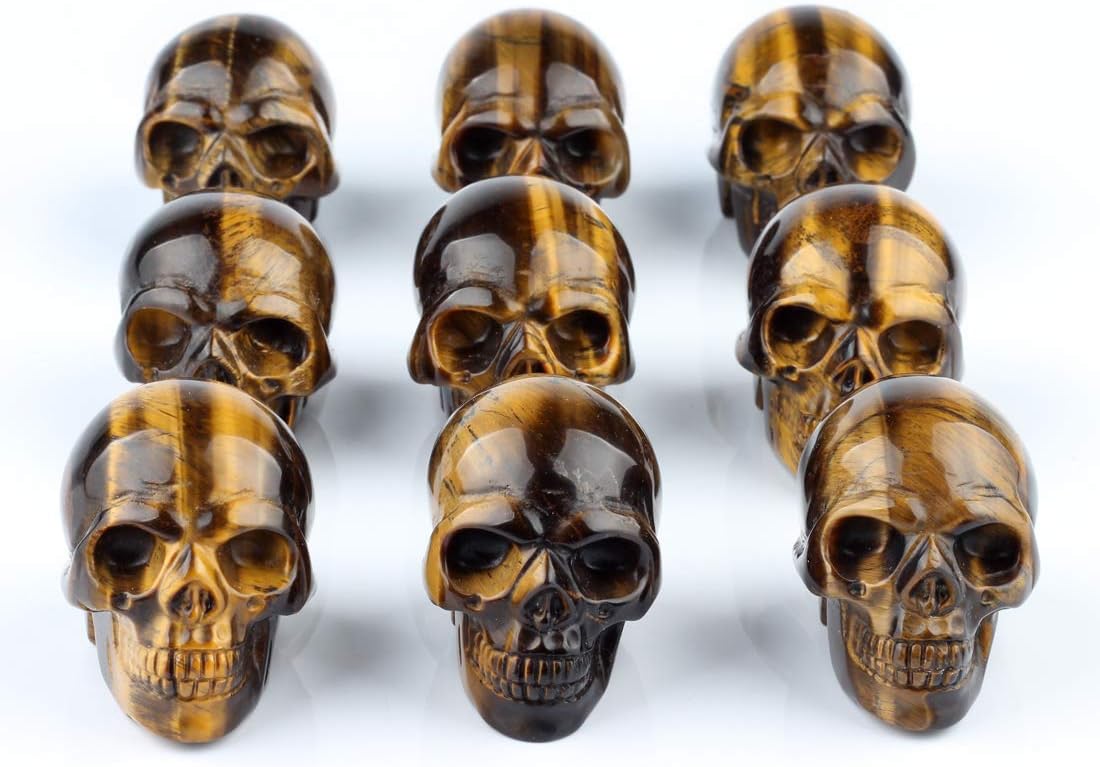 YWG Stone 50mm Yellow Tiger Eye Skull Figurine