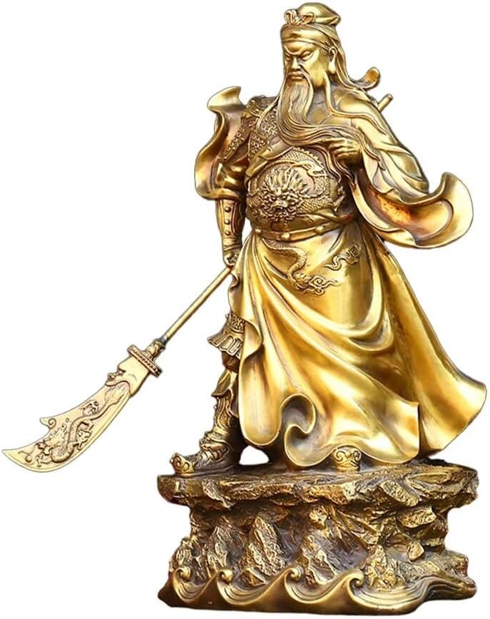 Guan Yu Brass Statue with Dragon Pattern