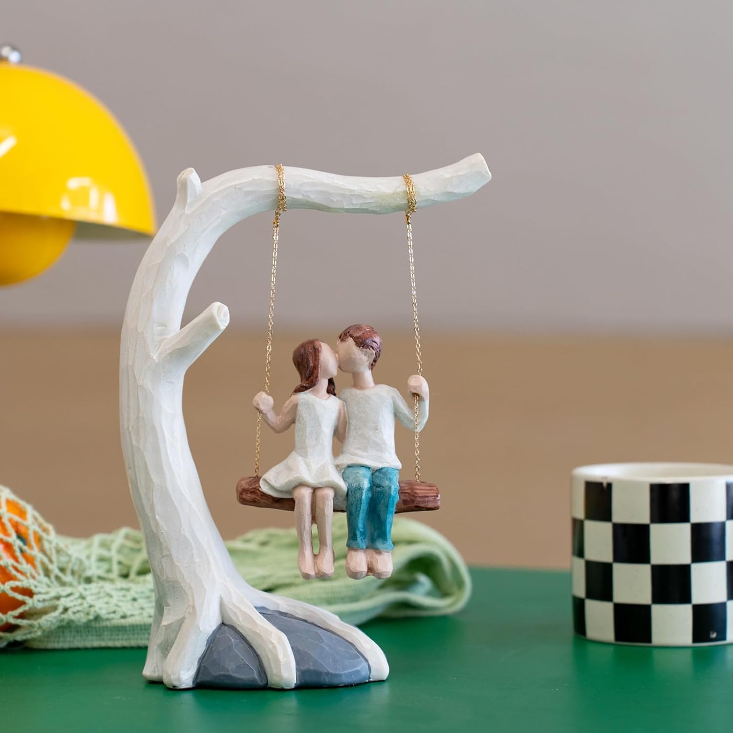 Romantic Couple Swing Kissing Sculpture