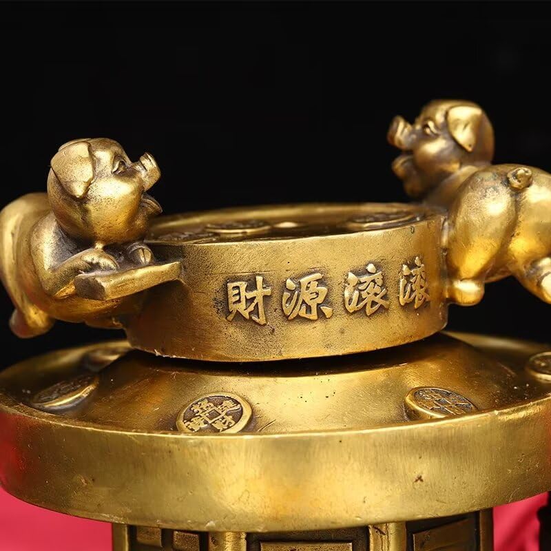 Julrybox Brass Pig Sculpture Zodiac Decor Statue