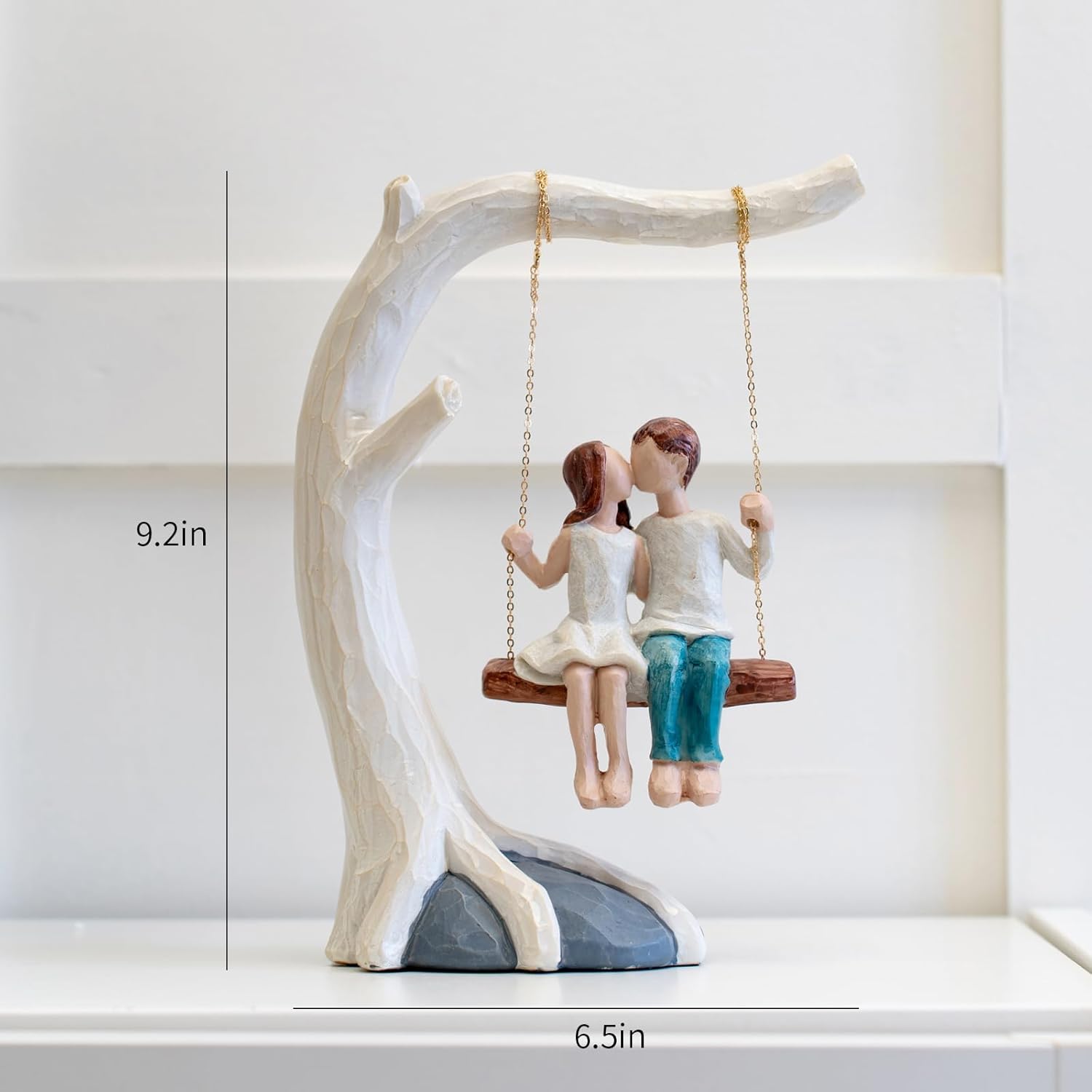 Romantic Couple Swing Kissing Sculpture