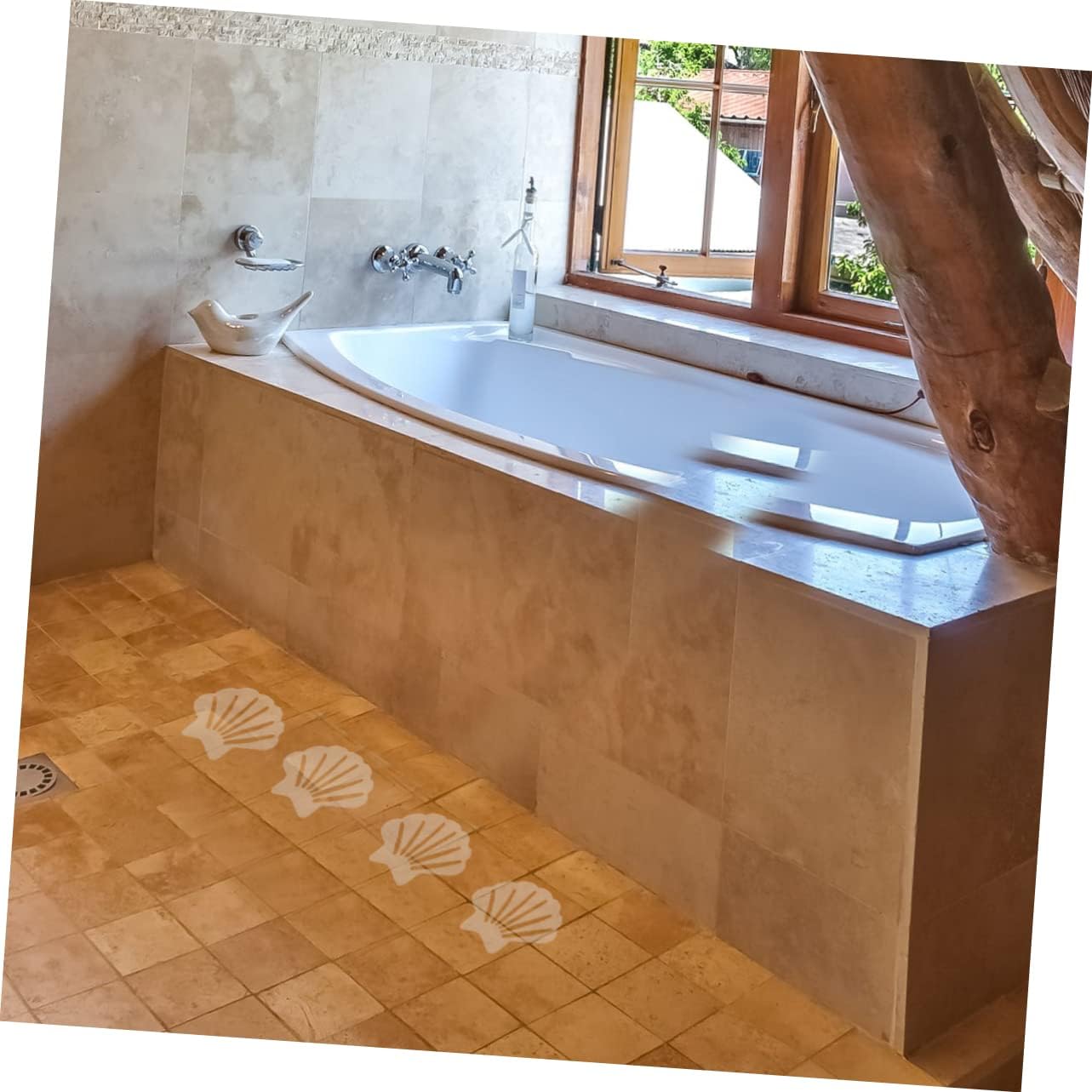 VOSAREA 12Pcs Shell Shape Safety Decals for Bathroom