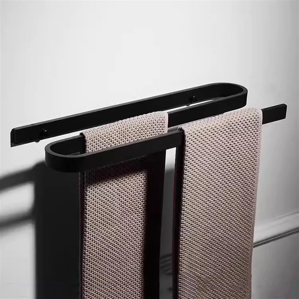 Modern Double Towel Rack No Drilling 18Inch Aluminum Black