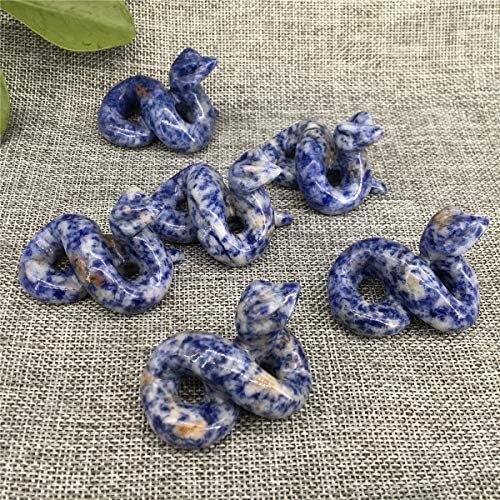 2 Sodalite Snake Figurine - Hand Carved Healing Crystal Home Decoration