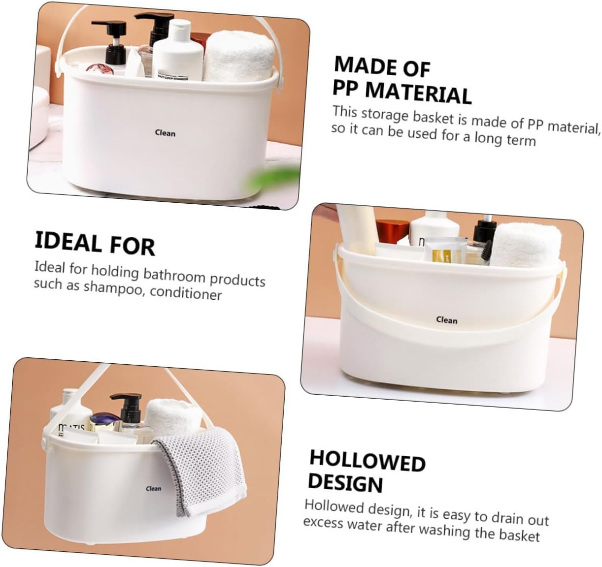 Holibanna Plastic Bath Basket Portable Storage Bin