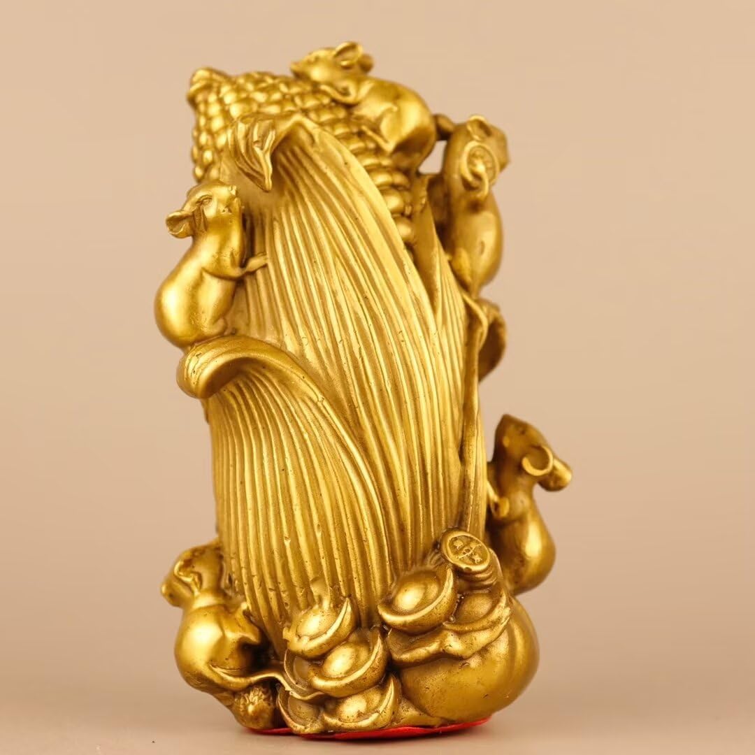 Chinese Brass Corn Feng Shui Decor Statue