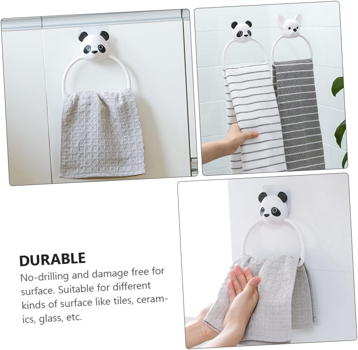 3pcs Gold Cartoon Bathroom Towel Holder No-Drill Wall Mount