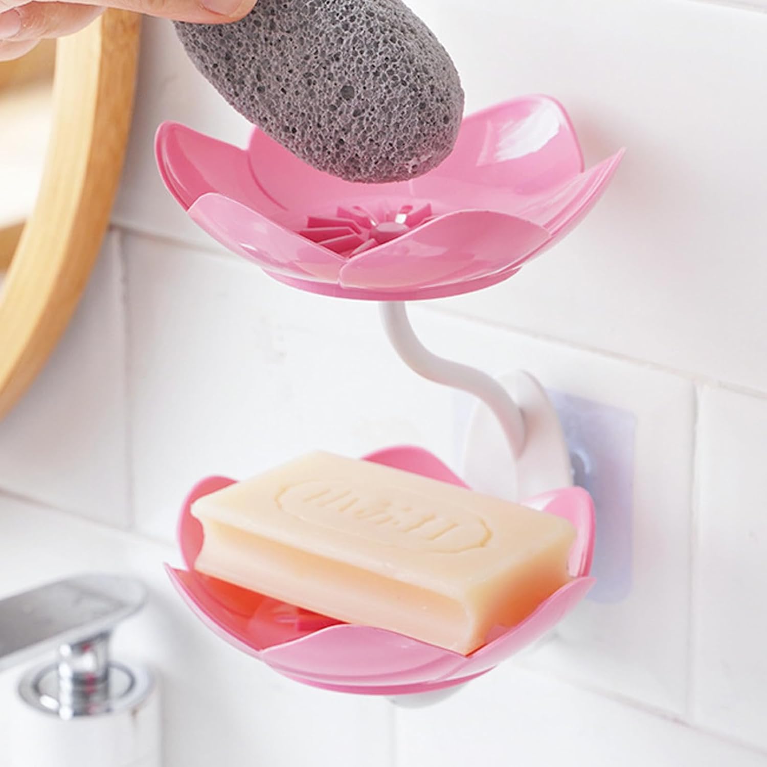 XISAOK Strong Adhesive Lotuses Design Soap Dish 1