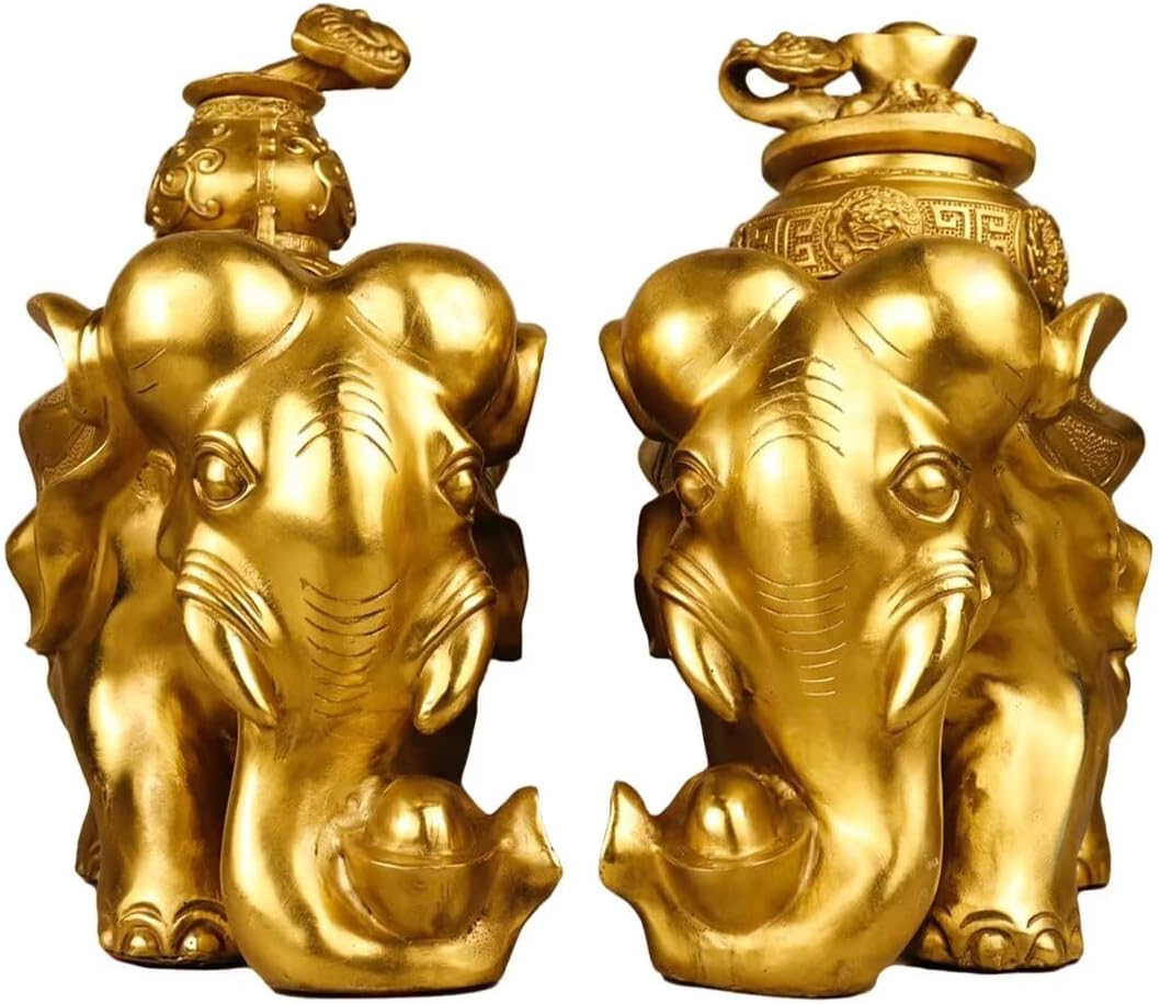 Julrybox Chinese Brass Elephant Ornament
