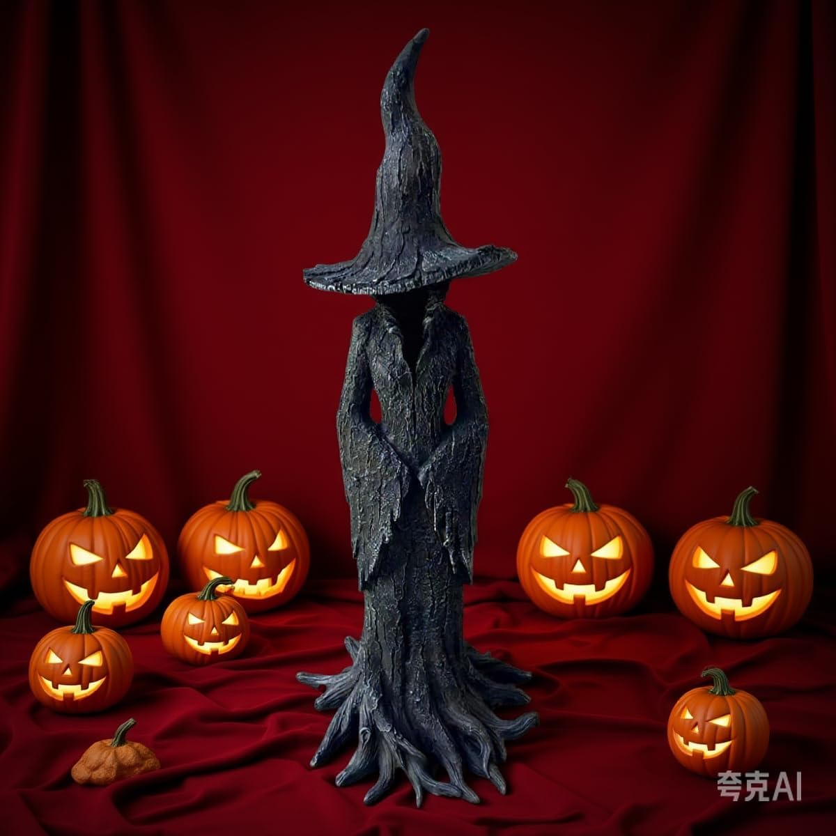 Hand-Painted Witch Sculpture 2PC Gothic Decor for Halloween