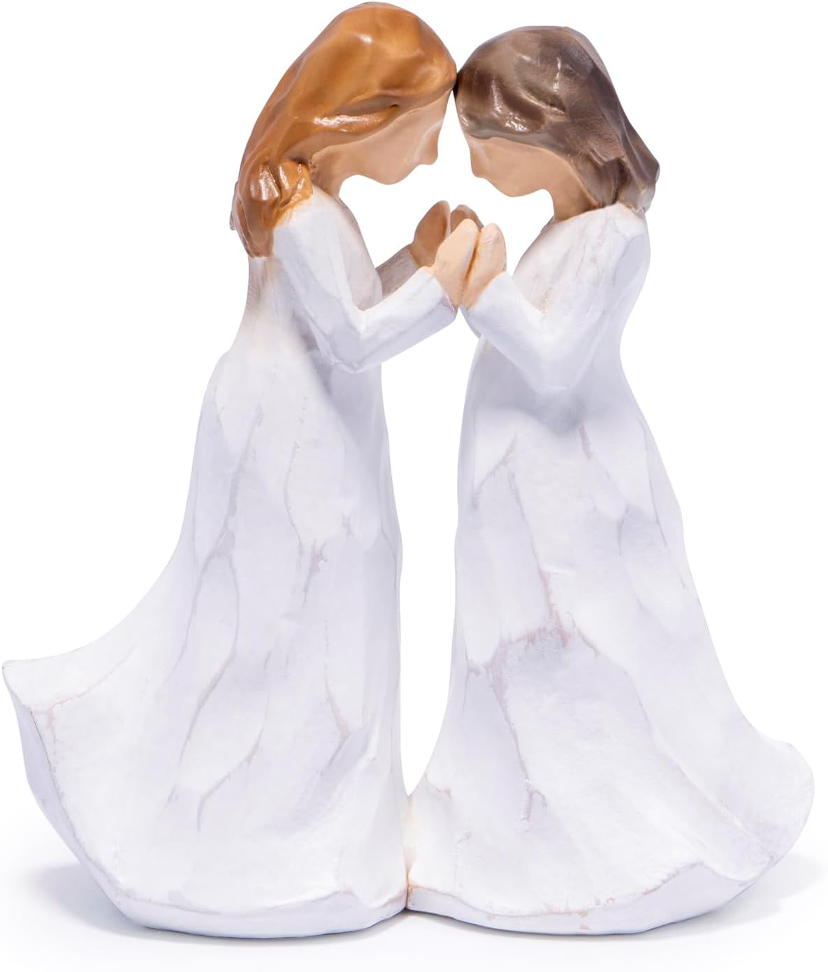 Hodao Handcrafted Sisterhood Friendship Figurine - White Wooden-Effect Sculpture
