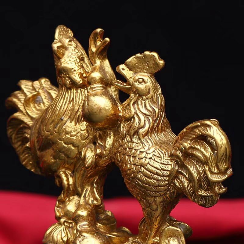 Julrybox Brass Chicken Feng Shui Statue