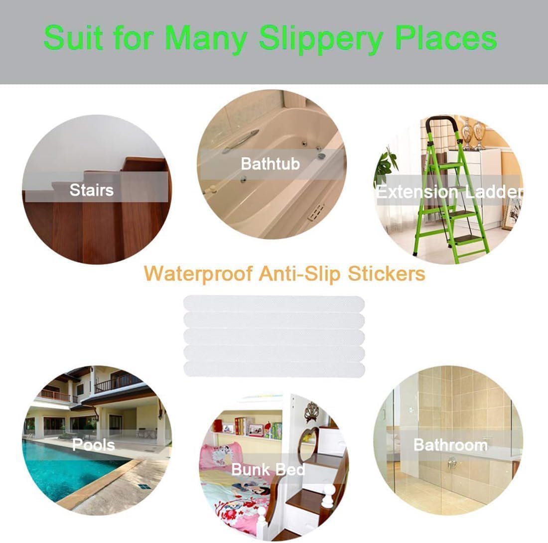 24 PCS Anti Slip Strips for Bathtub Shower Stairs - White