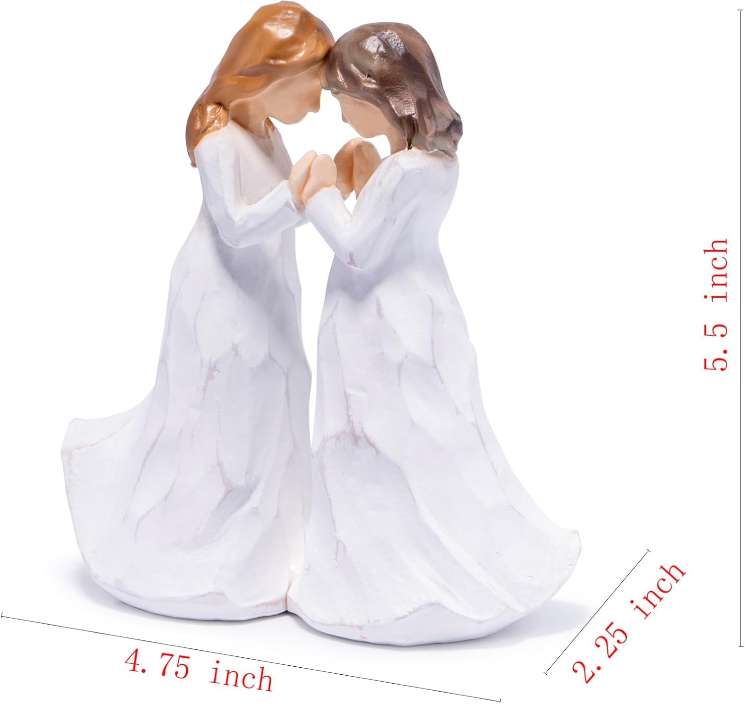 Hodao Handcrafted Sisterhood Friendship Figurine - White Wooden-Effect Sculpture
