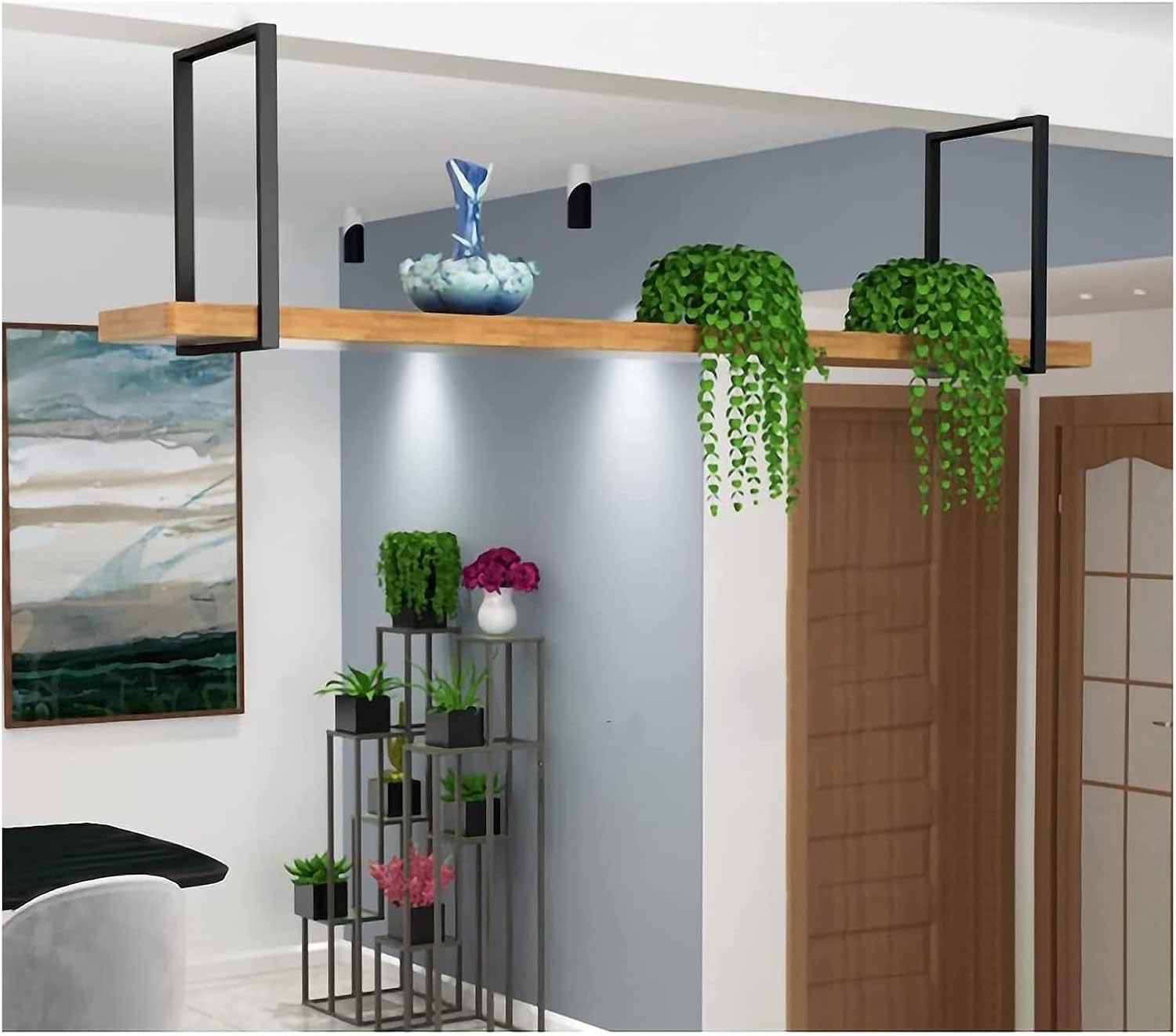 ALDEPO Wine Rack Hanging Wrought Iron Decor Shelf