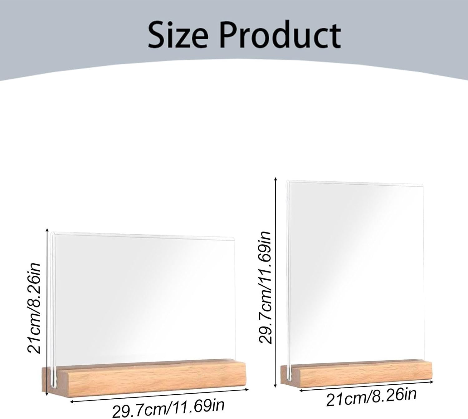 Acrylic Table Sign Menu Holder with Wood Base