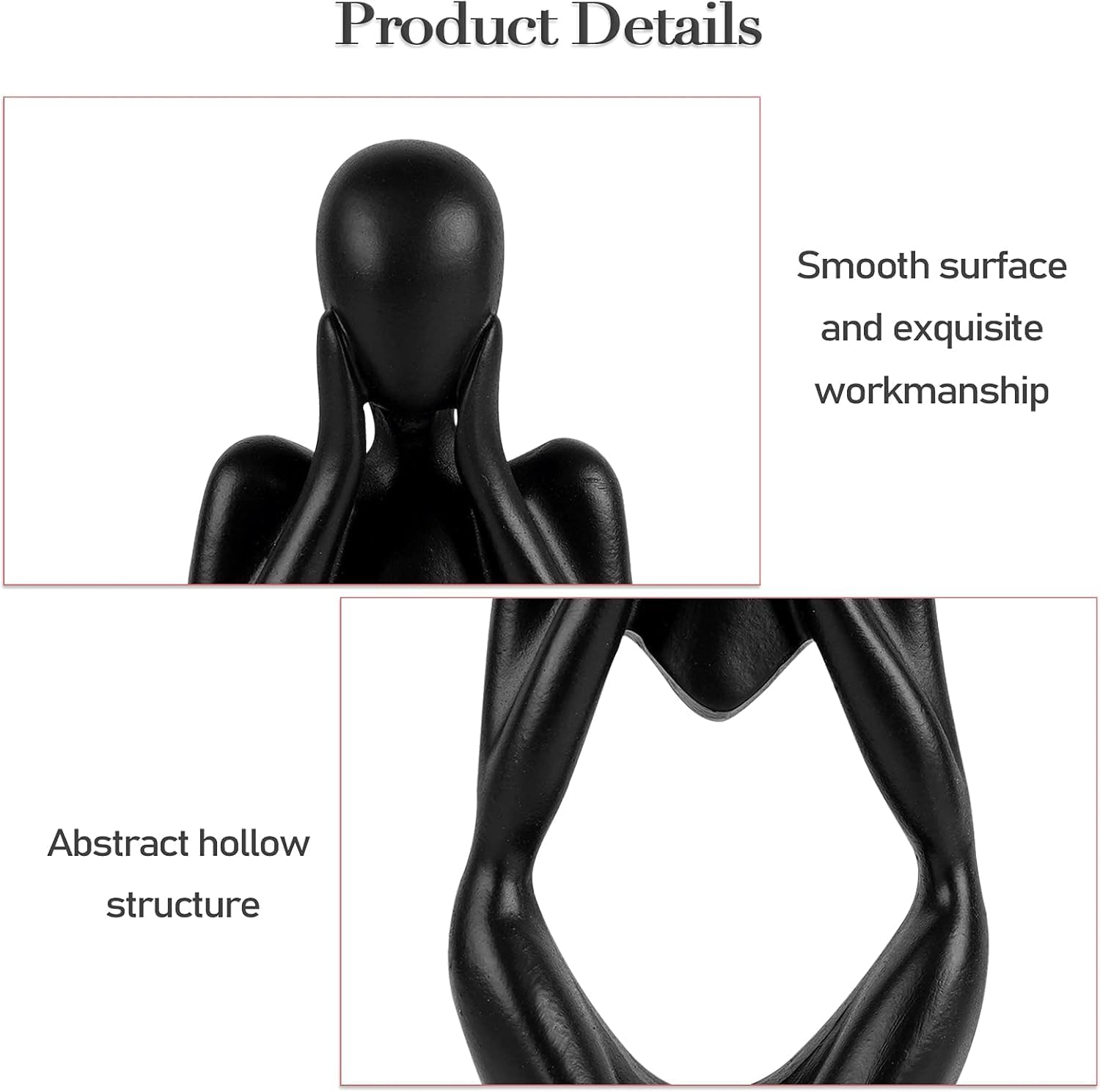 NxInnoX Creative Resin Thinker Art Sculpture Black Focus Small