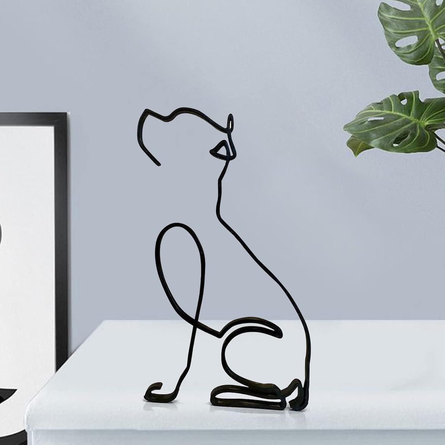 Nudsfuii Desk Statue Figurines Minimalist Dog Sculpture