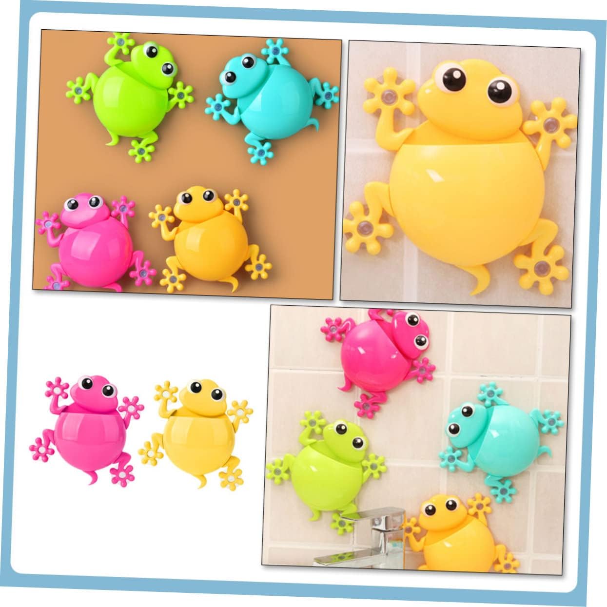 2Pcs Cute Cartoon Gecko Toothbrush Holder with Suction Cup