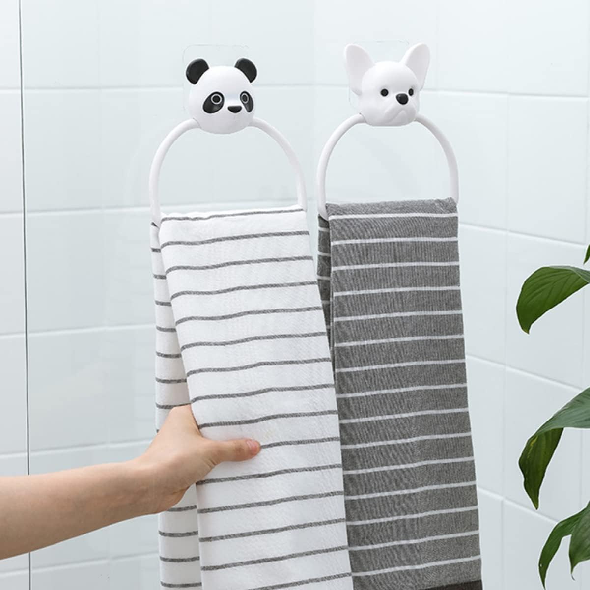 Holibanna 3pcs Wall Mounted Towel Rack with Cartoon Design