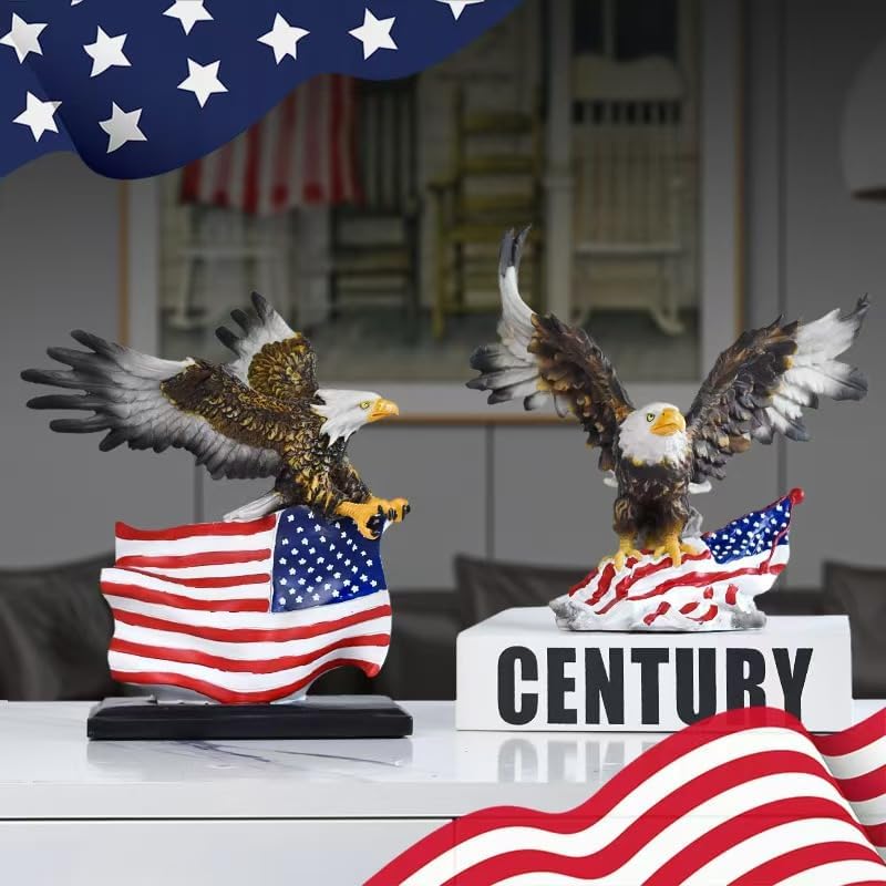 Rekeell American Eagle and Flag Decorative Statue
