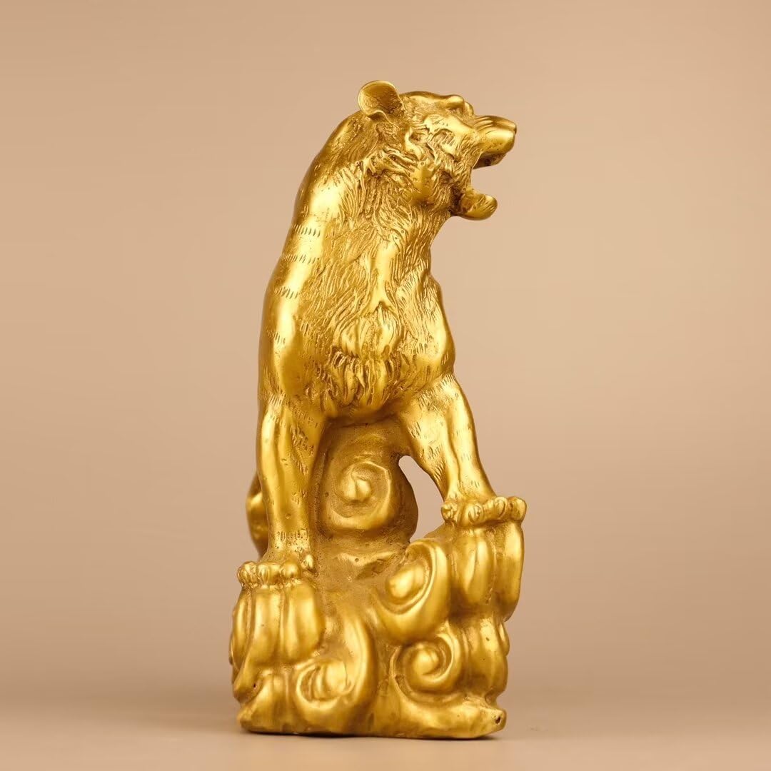 Chinese Brass Tiger Statue for Prosperity and Feng Shui