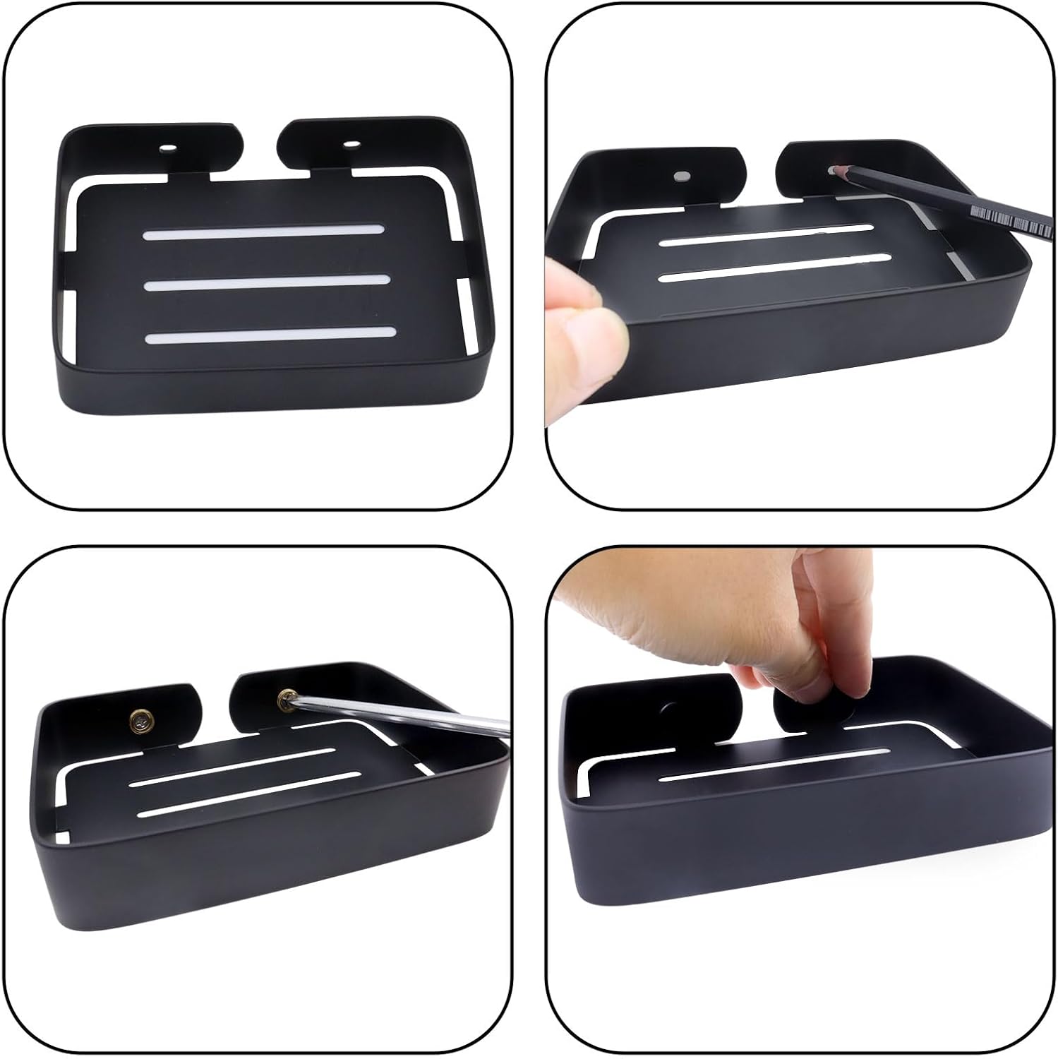 Stainless Steel Black Soap Dish Holder Wall Mount