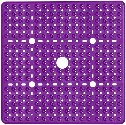 Naoloture Large Purple Square Non-Slip Shower Mat 27x27 Inch