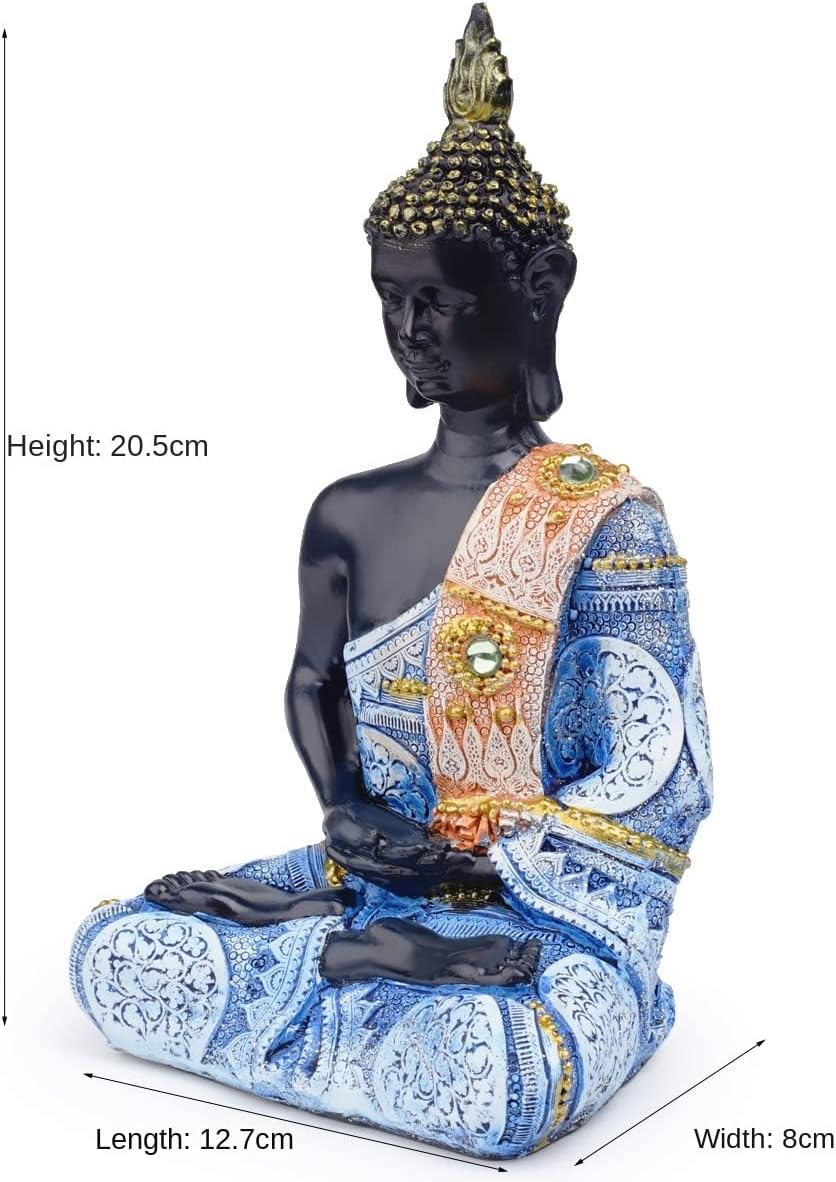 Polystone Buddha Meditating Statue Blue