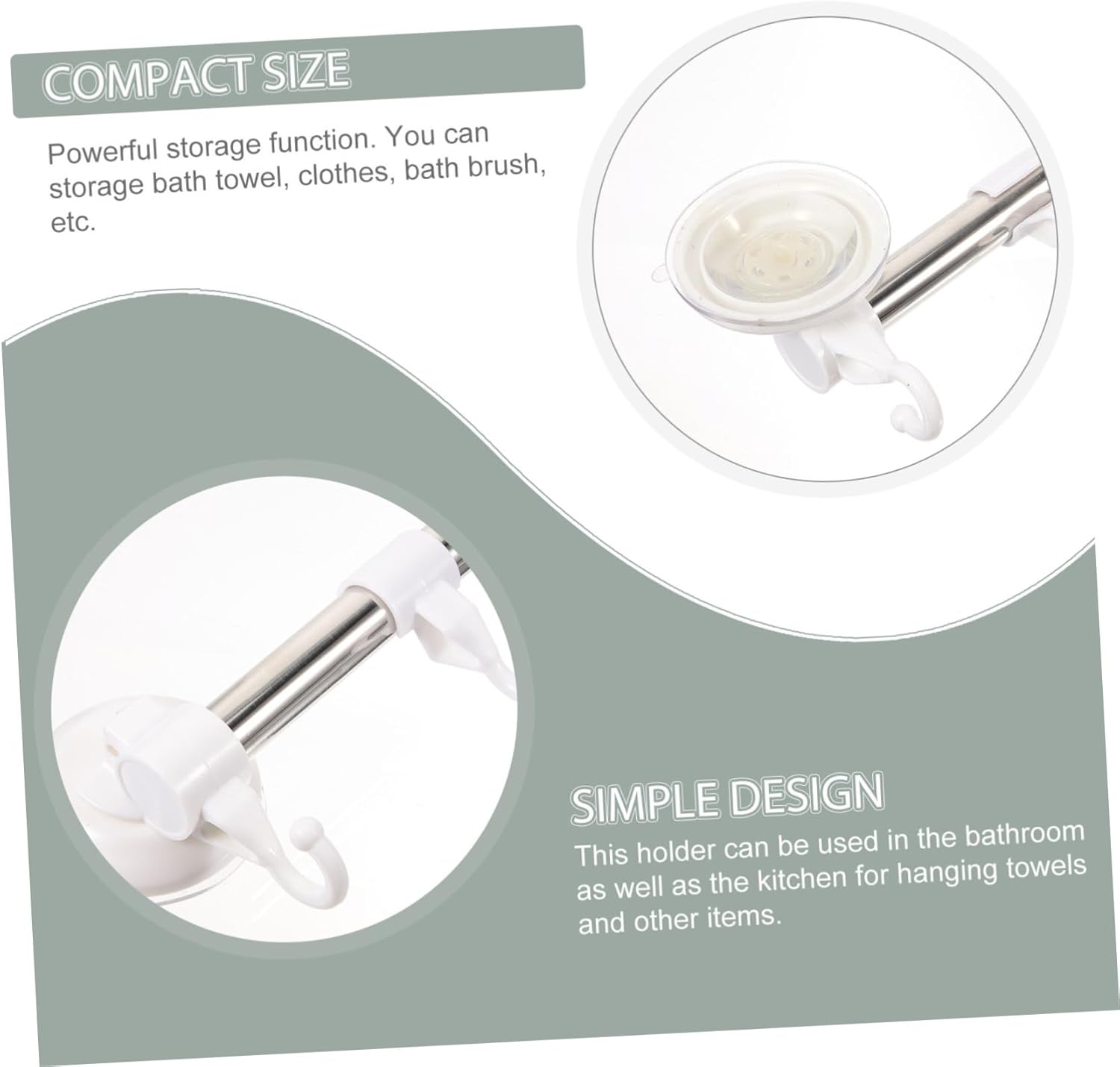 Vaguelly Stainless Steel Suction Cup Towel Rack 6 Hooks No Drill