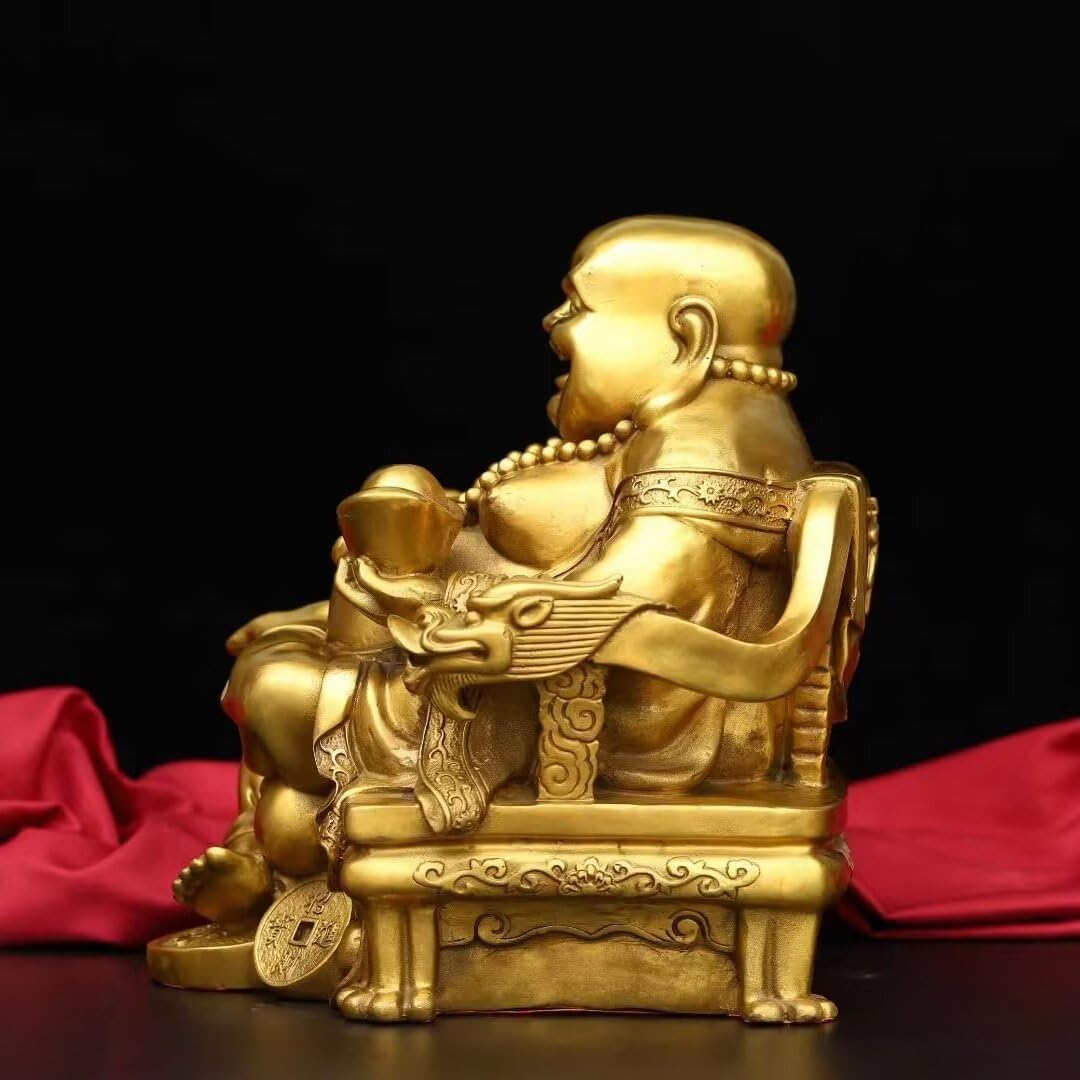 Julrybox Brass Maitreya Buddha Statue 24x28x28IN