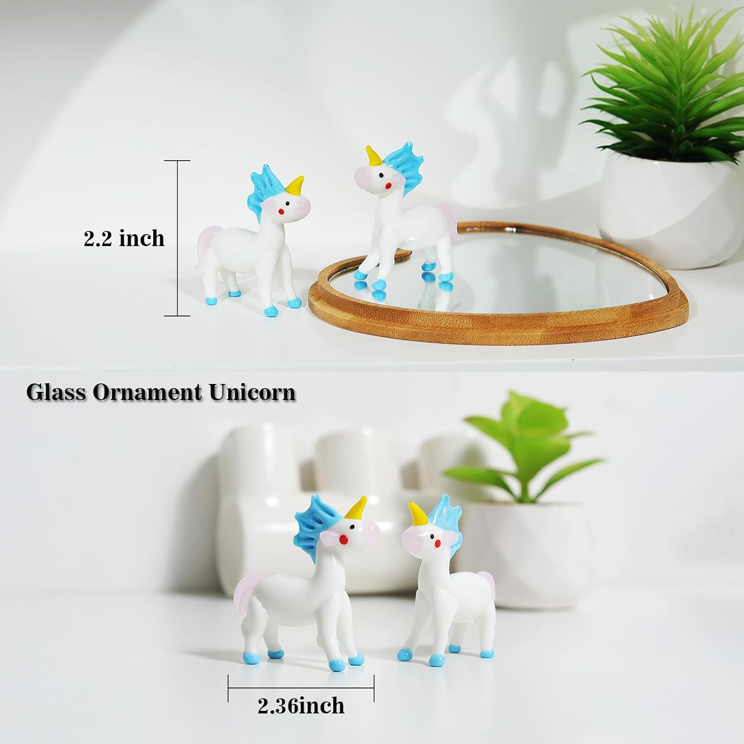 NaneTidy Unicorn Glass Figurine Mini Paperweight Office Home Decor